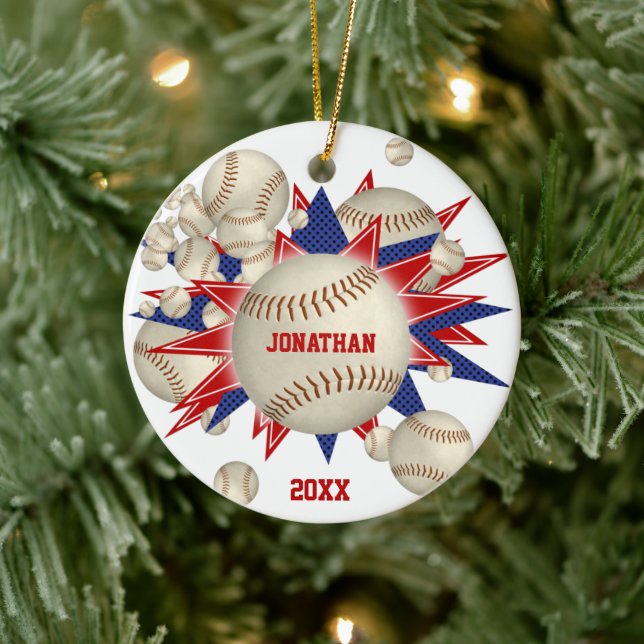 red white blue baseball softball blowout boy girl ceramic tree decoration (Tree)