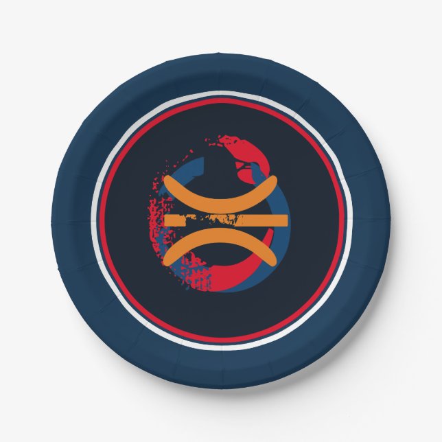 Red/White/Blue Basketball 7" Paper Plates (Front)