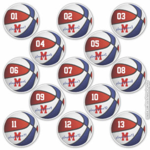 red white blue basketball custom 13 players names