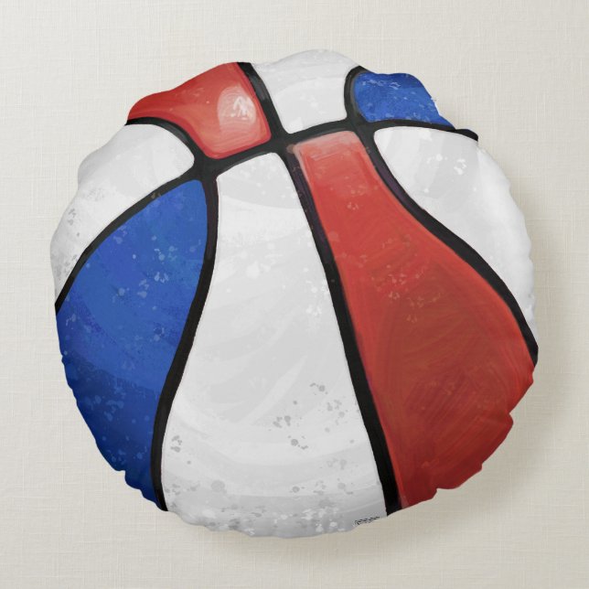 Red White Blue Basketball Pillow (Back)