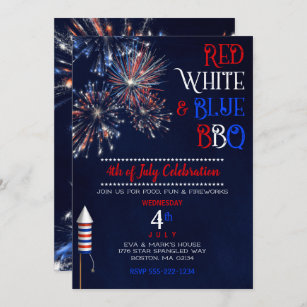 Red White Blue BBQ 4th July Invitation