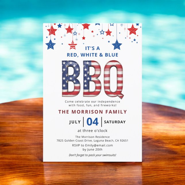 Red, White, Blue BBQ 4th of July Independence Invitation (Creator Uploaded)