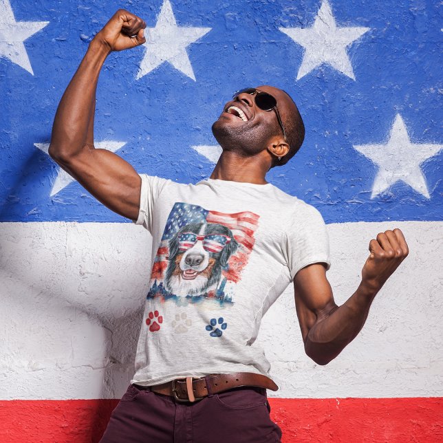 Red White Blue Bernese Mountain Dog 4th of July T-Shirt (Creator Uploaded)