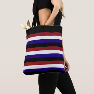 Red White Blue Black Striped Tote Bag