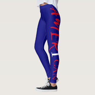 Red White Blue Black Woman African American Leggings