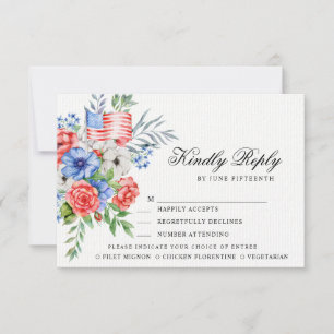 Red White & Blue Bouquet   Meal Options RSVP Card