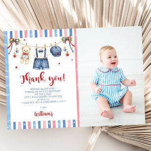 Red White & Blue Boy Birthday Thank You Card
