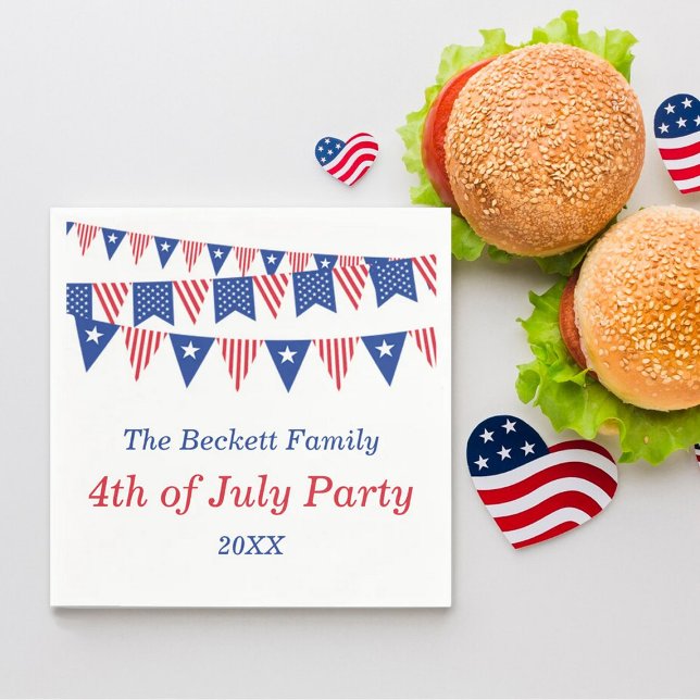 Red, White & Blue Bunting Flags 4th Of July Party Napkin (Creator Uploaded)