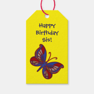 Red White Blue Butterfly-Yellow Gift Tag