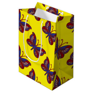 Red White Blue Butterfly-Yellow Med.Gift Bag