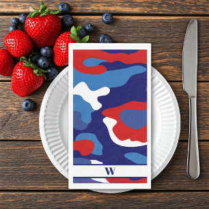Red White Blue Camo Monogram Patriotic Napkin