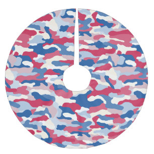Red White & Blue Camouflage Brushed Polyester Tree Skirt