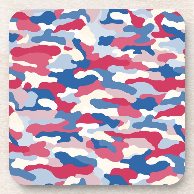 Red White & Blue Camouflage Coaster (Front)