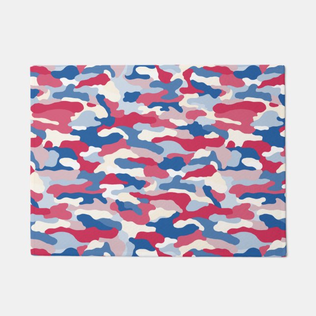 Red White & Blue Camouflage Doormat (Front)