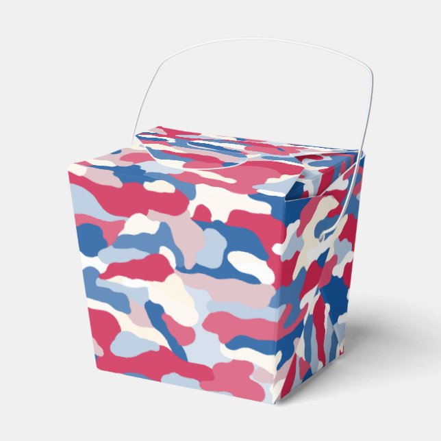 Red White & Blue Camouflage Favour Box (Front Side)