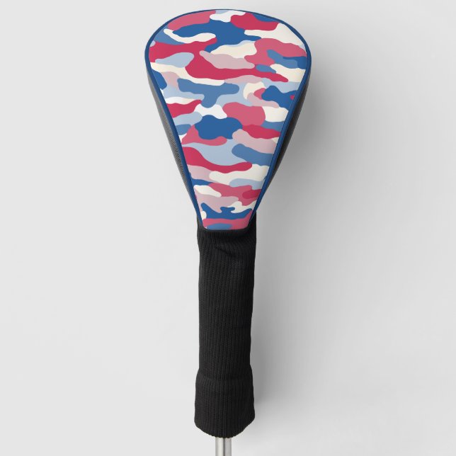 Red White & Blue Camouflage Golf Head Cover (Front)