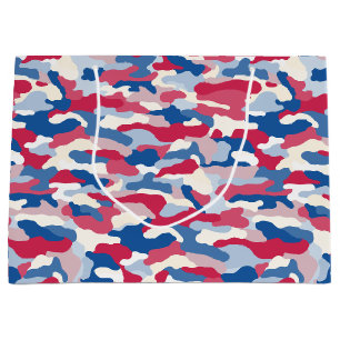 Red White & Blue Camouflage Large Gift Bag