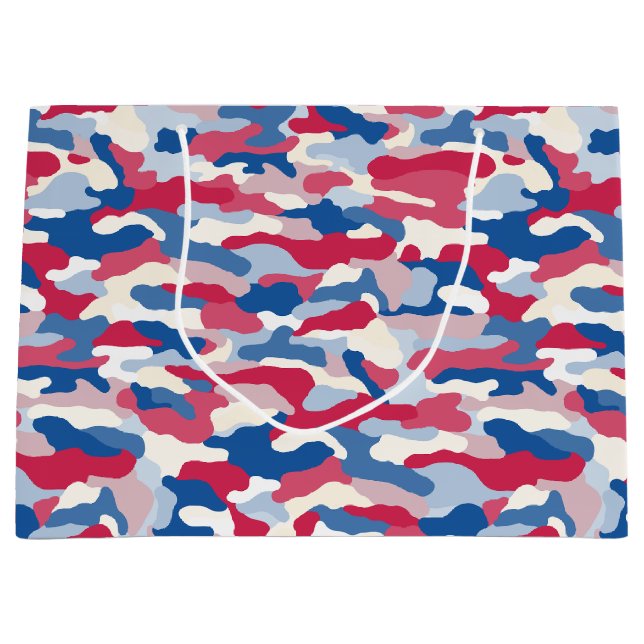 Red White & Blue Camouflage Large Gift Bag (Front)