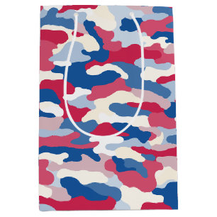 Red White & Blue Camouflage Medium Gift Bag
