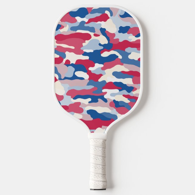 Red White & Blue Camouflage Pickleball Paddle (Front)