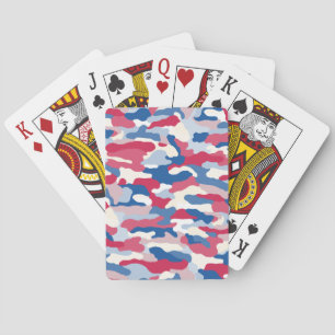 Red White & Blue Camouflage Playing Cards