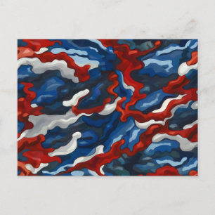 red white blue camouflage postcard