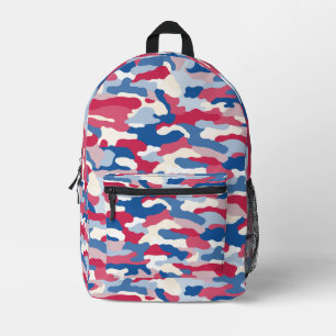 Red White & Blue Camouflage Printed Backpack