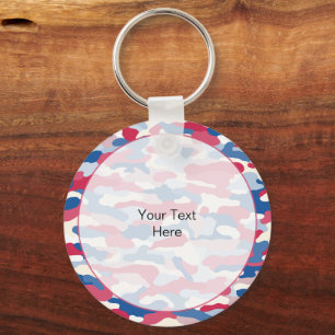 Red White & Blue Camouflage Rugged Aluminium Key Ring