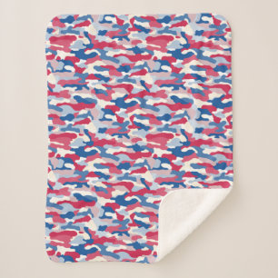 Red White & Blue Camouflage Sherpa Blanket
