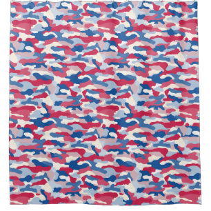 Red White & Blue Camouflage Shower Curtain