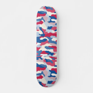 Red White & Blue Camouflage Skateboard