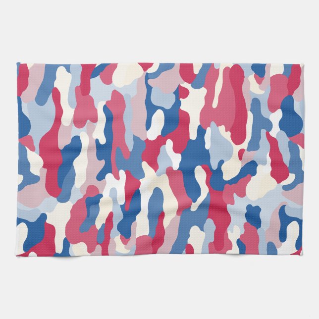 Red White & Blue Camouflage Tea Towel (Horizontal)