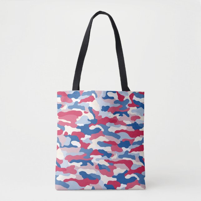 Red White & Blue Camouflage Tote Bag (Front)