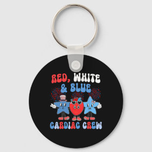 Red White Blue Cardiac Crew Cardiology Cath Lab 4t Key Ring
