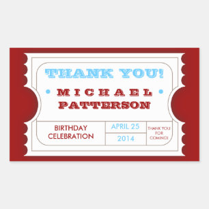 Red White Blue Carnival Thank You Ticket Sticker