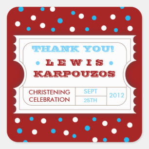 Red White Blue Carnival Thank You Ticket Sticker