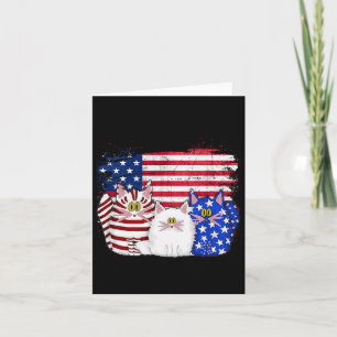Red White Blue Cats Usa Flag Firework 4th Of July Card