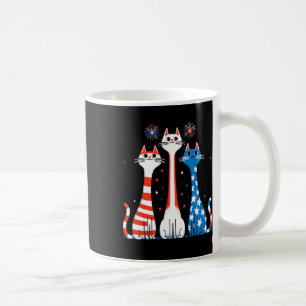 Red White Blue Cats Usa Flag Firework 4th Of July Coffee Mug