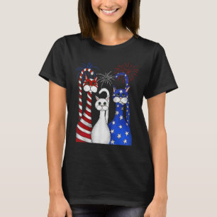 Red White Blue Cats Usa Flag Firework 4th Of July  T-Shirt