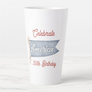 Red White Blue Celebrate America  Latte Mug