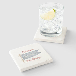Red White Blue Celebrate America Stone Coaster