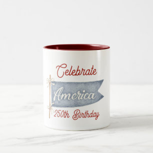 Red White Blue Celebrate America Two-Tone Coffee Mug