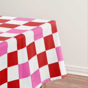 Red White Blue Checkered Pattern Design  Tablecloth