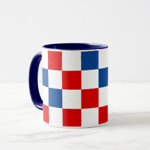 Red White Blue Chequered Pattern Design  Mug