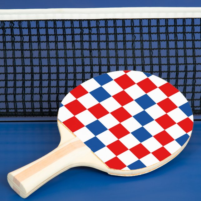 Red White Blue Chequered Pattern Design  Ping Pong Paddle (Insitu)