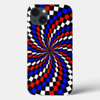 Red White Blue Chequered Spiral by Kenneth Yoncich