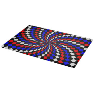 Red White Blue Chequered Spiral by Kenneth Yoncich Cutting Board