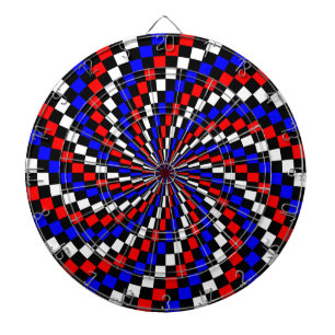 Red White Blue Chequered Spiral by Kenneth Yoncich Dartboard