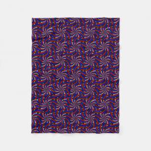 Red White Blue Chequered Spiral by Kenneth Yoncich Fleece Blanket