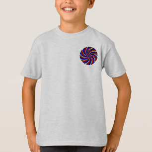 Red White Blue Chequered Spiral by Kenneth Yoncich T-Shirt